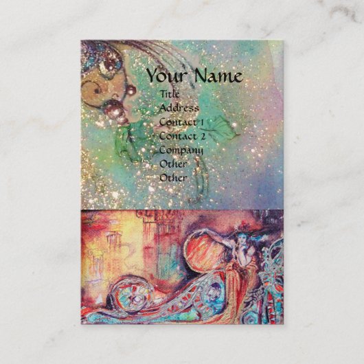 魔法蝶の植物,ティール(緑がかった色) 名刺 (正面)