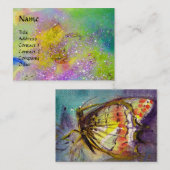 魔法蝶の紫の緑の黄色の金ゴールドきらめき 名刺 (正面/裏面)