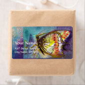 魔法蝶の青い金ゴールドきらめき ラベル (インサイチュ)