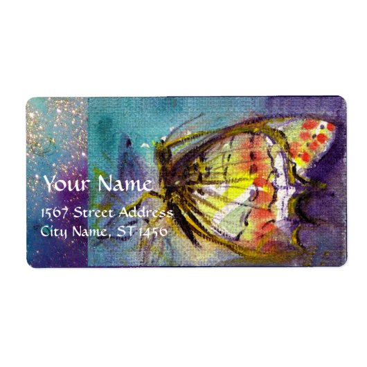 魔法蝶の青い金ゴールドきらめき ラベル (正面)