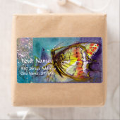 魔法蝶の青い金ゴールドきらめき ラベル (インサイチュ)