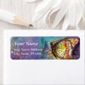 魔法蝶の青い金ゴールドきらめき ラベル (インサイチュ)