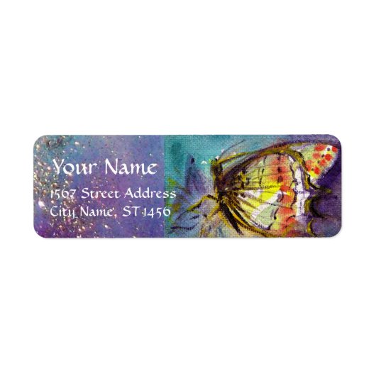 魔法蝶の青い金ゴールドきらめき ラベル (正面)