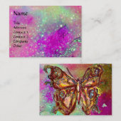 魔法蝶金ゴールド、ブルーパープルティール(緑がかった色)キラキラ 名刺 (正面/裏面)