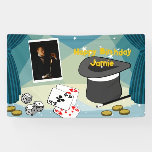 魔法表示ステージハッピーバースデー名(青) 横断幕 (横)