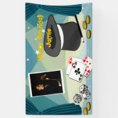 魔法表示ステージハッピーバースデー名(青) 横断幕 (縦)