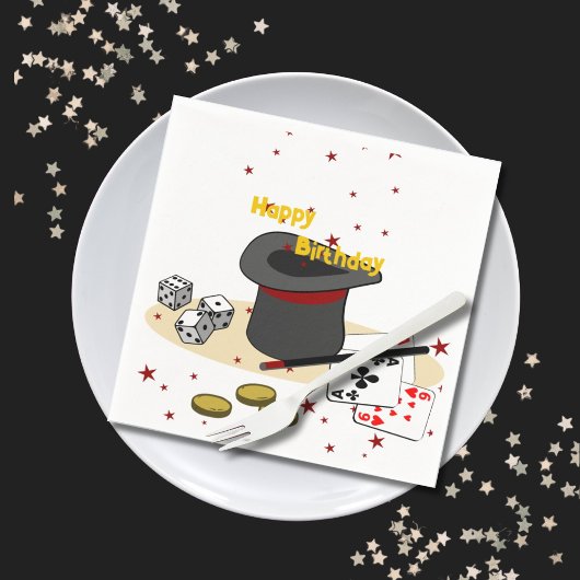 魔法表示ハッピーバースデーのパーティー スタンダードカクテルナプキン