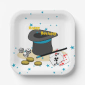 魔法表示ハッピーバースデーキッズパーティースクエア ペーパープレート (正面)