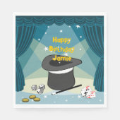 魔法表示ハッピーバースデー名（青） スタンダードランチョンナプキン (正面)