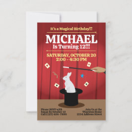 魔法誕生日パーティーの招待状 – Top Hat & Bunny 招待状