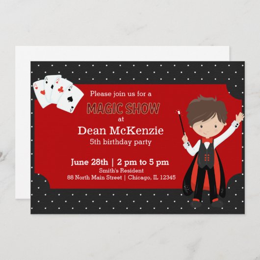 魔法誕生日パーティーを表示 招待状 (正面/裏面)