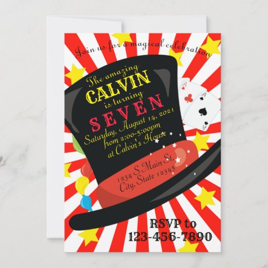 魔法誕生日 招待状 (正面)