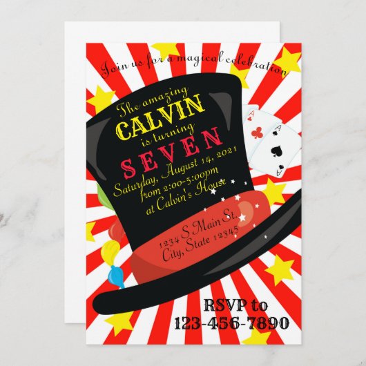 魔法誕生日 招待状 (正面/裏面)