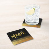 *~*魔法金ゴールド&ブラックシック魔法グッドビブ スクエアペーパーコースター (インサイチュ)