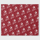 魔法飛んでいるトナカイのクリスマス(赤) ラッピングペーパー (フラット)
