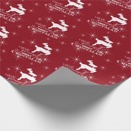 魔法飛んでいるトナカイのクリスマス(赤) ラッピングペーパー (角)