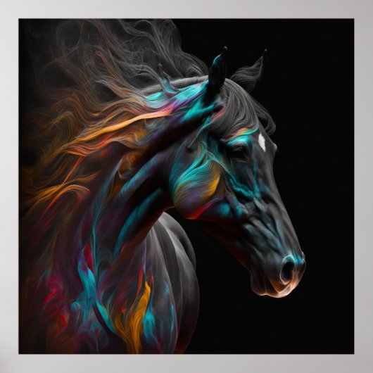魔法馬、抽象芸術カラー、アートプリントウォール ポスター (正面)