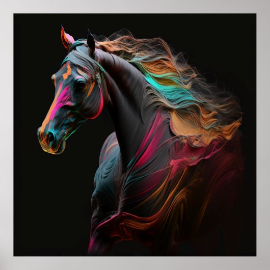 魔法馬、抽象芸術カラー、アートプリントウォール ポスター (正面)