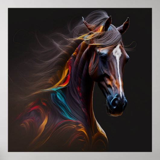 魔法馬、抽象芸術カラー、アートプリントウォール ポスター (正面)