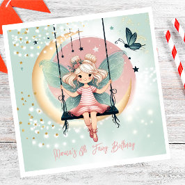 魔法魅惑の妖精オンザスイング子供の誕生日 スタンダードランチョンナプキン