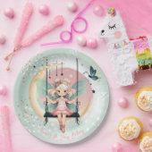 魔法魅惑の妖精オンザスイング子供の誕生日 ペーパープレート (パーティー)