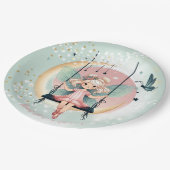 魔法魅惑の妖精オンザスイング子供の誕生日 ペーパープレート (アングル)