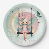 魔法魅惑の妖精オンザスイング子供の誕生日 ペーパープレート (正面)