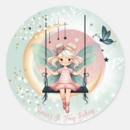 魔法魅惑の妖精オンザスイング子供の誕生日 ラウンドシール