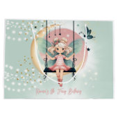 魔法魅惑の妖精オンザスイング子供の誕生日 ラージペーパーバッグ (裏面)