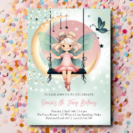 魔法魅惑の妖精オンザスイング子供の誕生日 招待状