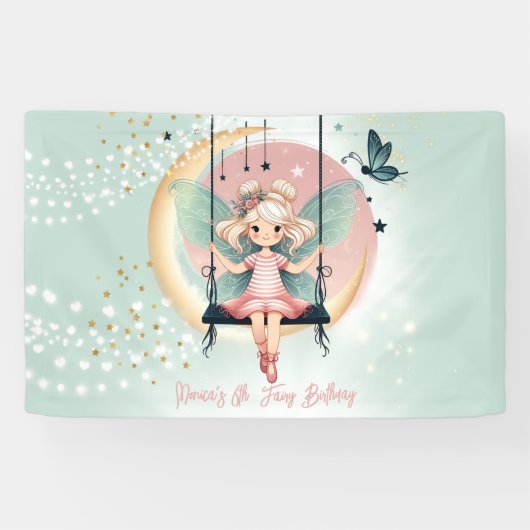 魔法魅惑の妖精オンザスイング子供の誕生日 横断幕 (横)