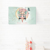 魔法魅惑の妖精オンザスイング子供の誕生日 横断幕 (インサイチュ)