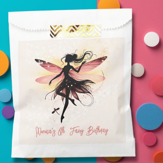 魔法魅惑フェアリーのシルエット子供の誕生日 フェイバーバッグ