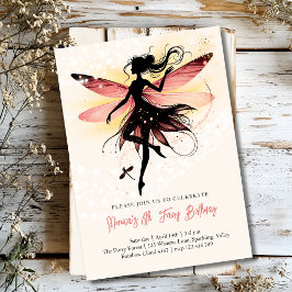 魔法魅惑フェアリーのシルエット子供の誕生日 招待状