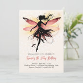 魔法魅惑フェアリーのシルエット子供の誕生日 招待状 (スタンド正面)
