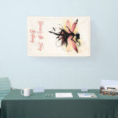 魔法魅惑フェアリーのシルエット子供の誕生日 横断幕 (トレードショー)