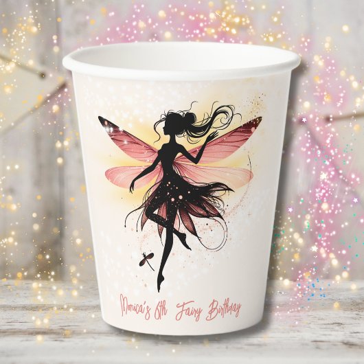 魔法魅惑フェアリーのシルエット子供の誕生日 紙コップ