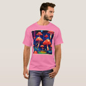 魔法鮮やかマッシュルームフォレストアート Tシャツ (正面フル)