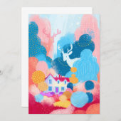 魔法鹿かわいい家と小さな鴨 招待状 (正面/裏面)