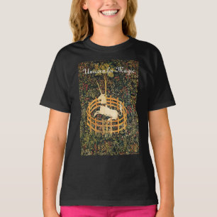 魔法、ファンタジー花、フローラモチーフ用ユニコーン Tシャツ