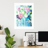 魔法《植物》スイレンアーカイブアートプリント ポスター (ホームオフィス)