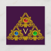 魔法ELFIC TALISMAN MONOGRAM、金ゴールド紫ファンタジー スクエア名刺 (裏面)