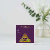 魔法ELFIC TALISMAN MONOGRAM、金ゴールド紫ファンタジー スクエア名刺 (スタンド正面)