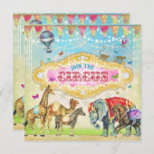 魔法GCはサーカスのヴィンテージの女の子の招待を結合します 招待状 (正面/裏面)