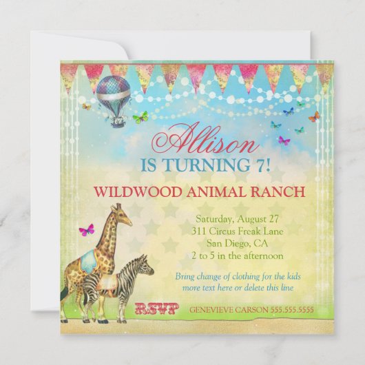 魔法GCはサーカスのヴィンテージの女の子の招待を結合します 招待状 (裏面)