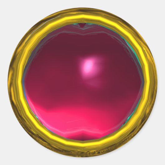 魔法RUBY、明るい鮮やかピンクの赤い黄色 ラウンドシール (正面)