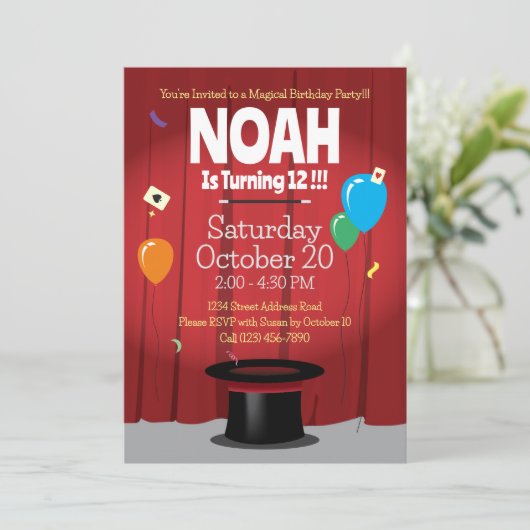 魔法Top Hatで誕生日パーティーの招待状を表示 招待状 (スタンド正面)