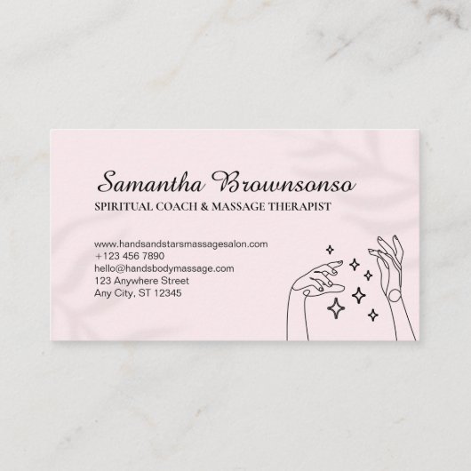 魔法Touch：星モダン付きピンク色の手 名刺 (裏面)
