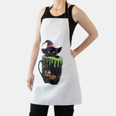 魔猫ハロウィーンコーヒーマグ – かわいい黒猫wi エプロン (インサイチュ)