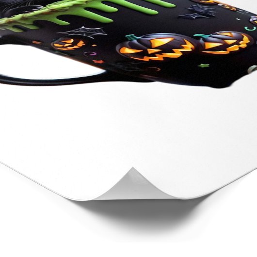 魔猫ハロウィーンコーヒーマグ – かわいい黒猫wi ポスター (角)